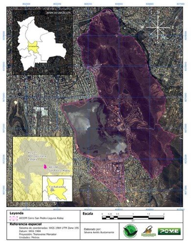 Mapa del Cerro San Pedro y Laguna Alalay