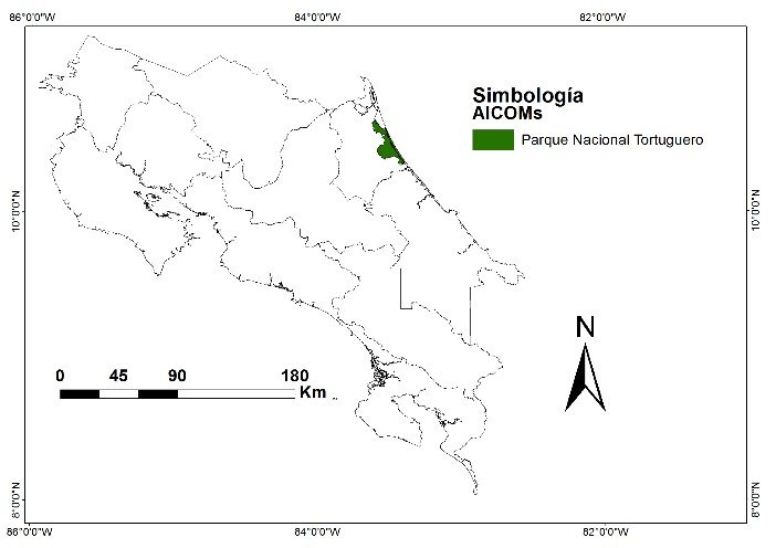 MAPA DEL P. TORTUGUERO NACIONAL COSTA RICA