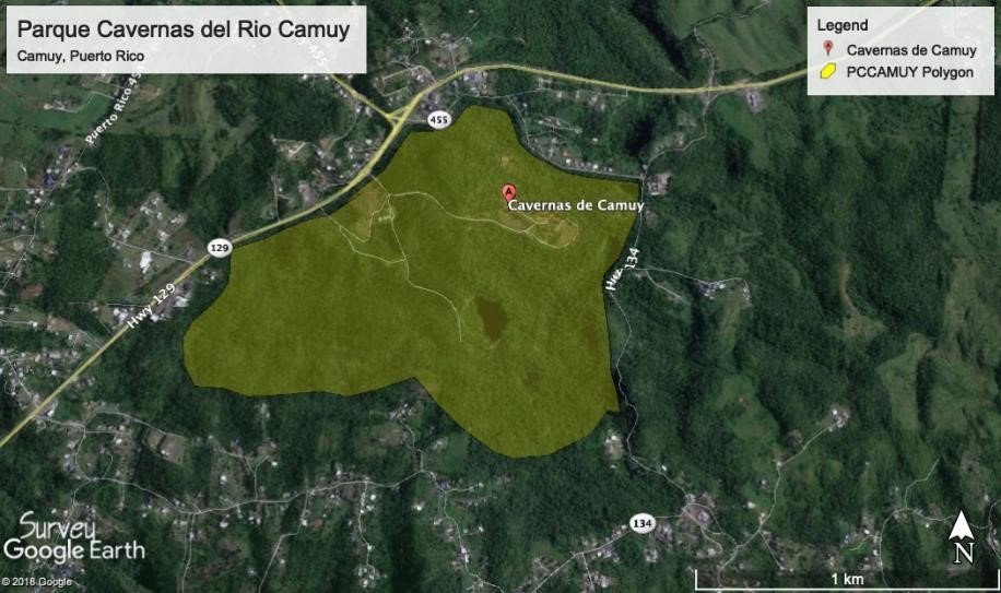 Mapa Parque Nacional de las Cavernas del Río Camuy